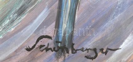 Schönberger jelzéssel: Házak. Olaj, farost, jelzett, 60x50 cm