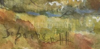 Scheiber jelzéssel. Házak. Pasztell, papír, jelzett, üvegezett keretben, sérüléssel. 18x25 cm