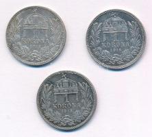 1916KB 1K Ag "Ferenc József" (3x) közte fordított peremiratú is T:2 patina
Adamo#K5.1