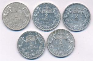 1913KB 2K Ag "Ferenc József" (5x) közte fordított peremfeliratúak is T:1-,2 
Adamo K6