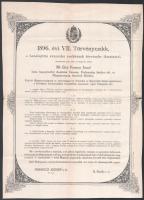 1896 A honalapítás emlékének törvénybe iktatásáról szóló VII. törvénycikk nyomtatvány 26x34 cm Hajtva