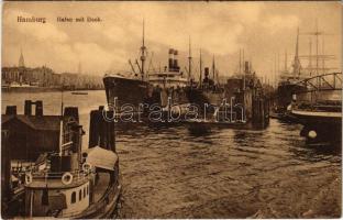 Hamburg, Hafen mit Dock / port, steamships