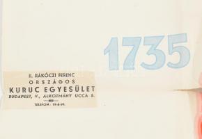 1935 II. Rákóczi Ferenc halálának 200. évfodulójára kiadott revizionista térkép. Sérülésekkel. 52x38...