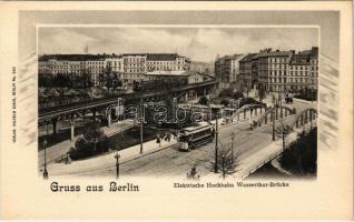 Berlin, Elektrische Hochbahn Wassertor-Brücke / elevated railway, train, tram, bridge