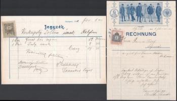 1910 4 db képes, reklámos fejléces számla