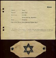 cca 1941 Zsidó csillag és hozzá tartozó igazolvány / Jewish star and belongig ID.