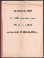1887 Szabadka szabad királyi város bevételei és kiadásai 50p.