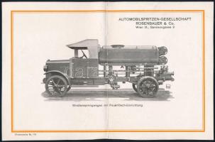 cca 1930 2 db tűzoltóautót ábrázoló reklám kép 22x15 cm