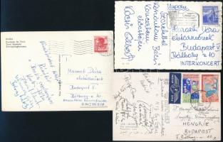 11 db magyar zenekarok és előadóművészek által aláírt és hazaküldött képeslap külföldi turnékról