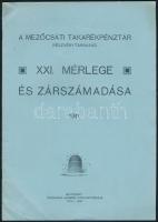 1911 A Mezőcsáti Takarékpénztár Részvénytársaság XXI. mérlege és zárszámadása, Schvarcz Herman Könyvnyomdája