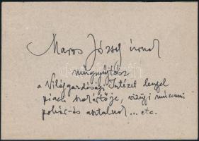 Fejér László által készített képeslap, hátoldalon saját kézzel írt soraival