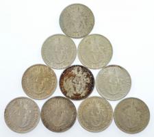 1938. 2P Ag "Madonna" (10x) T:1-,2 patina 
Adamo P7