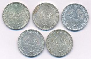 1939. 2P Ag "Madonna" (5x) T:1-,2 patina  Adamo P7