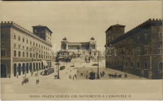 Roma, Rome; Piazza Venezia col Monumento a V. Emanuele II / square, monument, tram, Grand Café Faraglia