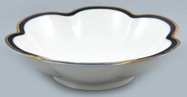 Hutschenreuther Altrohlau-MZ Austria-Alt Wien porcelán kompótos tál, XIX. sz. vége körül. Kézzel festett, jelzett, kopott, d: 25,5 cm