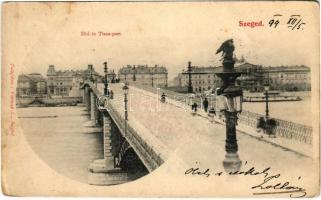 1899 (Vorläufer) Szeged, Híd és Tisza-part. Várnay L. kiadása (fl)