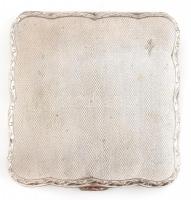 Ezüst (Ag) pudrié, jelzett, kis kopásnyomokkal, 6,5x6,5 cm, bruttó: 80,4 g