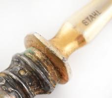 Ezüst (Ag) nyelű vajazókés és kaviárlapát, kis rozsdafolttal, h: 19-20 cm