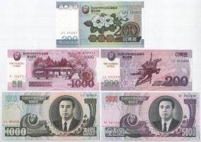 Észak-Korea 2005-2008. 200W-5000W (5xklf) T:I,I- North Korea 2005-2008. 200 Won - 5000 Won (5xdiff) C:UNC,AU