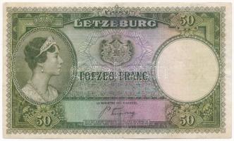 Luxemburg 1944. 50Fr T:III apró beszakadás Luxembourg 1944. 50 Francs C:F tiny tear Krause P#46