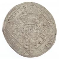 1734N-B 1/4 Tallér Ag III. Károly Nagybánya (7,16g) T:1,2 juszt., hajlott / Hungary 1734N-B 1/4 Thaler Ag Charles III Baia Mare (7,16g) C:AU,XF just., curved Huszár: 1623.; Unger II.: 1194.