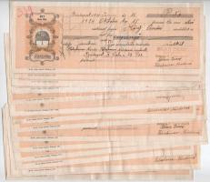 1928-1942. 21db-os váltó-tétel, bélyegzésekkel, a legtöbb lyukasztással érvénytelenítve, 1db hátolda...