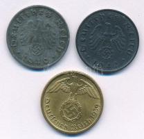 Német Harmadik Birodalom 1939A 10pf + 1940D 10pf + 1942A 10pf T:1-,2
German Third Empire 1939A 10 R...