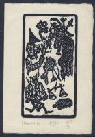 2001 Banga Ferenc (1947- ) szignált linómetszete (12 x 6,5cm)