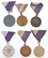 6xklf sport díjérem, ebből 3db "Újpesti Dózsa" címerrel, mindegyik lila-fehér mellszalagon...