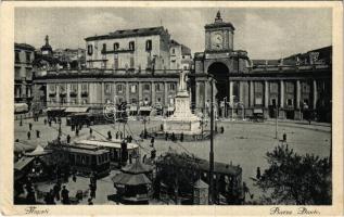 1929 Napoli, Naples; Piazza Dante / square, trams (EK)
