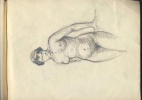 1914-1915 Komjáti Wanyerka Gyula (1894-1958) 42 oldalas, szignált vázlatfüzete (22 x 29cm)