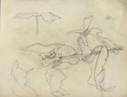 1914-1915 Komjáti Wanyerka Gyula (1894-1958) 42 oldalas, szignált vázlatfüzete (22 x 29cm)