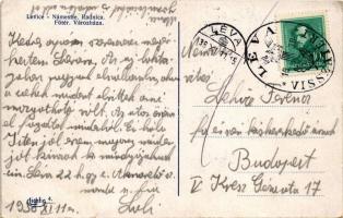 1938 Léva, Levice; Námestie, Radnica, Hostinec / Fő tér, Városháza, Freund vendéglő, Nagy Artúr fény...