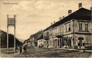 1915 Orsova, Dunasor, zálogház, Weser János üzlete. Hutterer G. kiadása / street view, shops, pawnshop (fa)