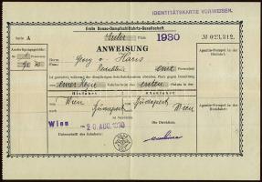 1930 DDSG hajójegy / DDSG ticket