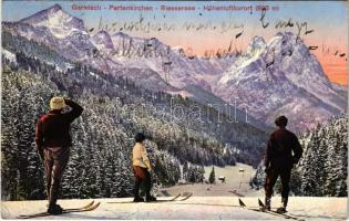 1913 Garmisch-Partenkirchen, Riessersee, Höhenluftkurort / winter sport, ski (EK)