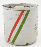 1938 "Kassa felszabadításának emlékére" Lampart fém bögre, kopásnyomokkal, zománchiányokka...