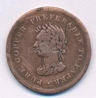 Kanada 1838. 1p Cu papírpénz-helyettesítő zseton T:3 Canada 1838. 1 Penny Cu paper money substitute token C:F