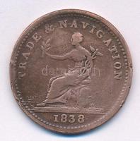 Kanada 1838. 1p Cu papírpénz-helyettesítő zseton T:3 Canada 1838. 1 Penny Cu paper money substitute ...