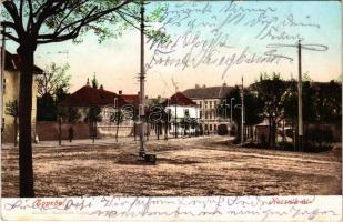 1915 Sopron, Kossuth út, villamos. Kummert Lajos utóda kiadása (fl)