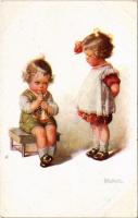 1921 Children art postcard. M. M. Nr. 1275A s: W. Fialkowska