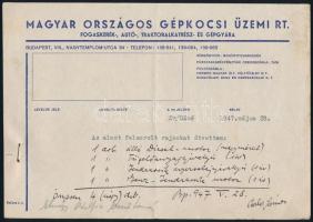 1947 Bp., Magyar Országos Gépkocsi Üzemi Rt. fejléces nyugta