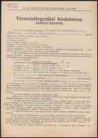 1939 M. Kir. Honvéd Építési Igazgatóság versenytárgyalási hirdetmény