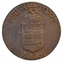 2000. "Géza Fejedelem / Millenium 2000 - Verőce" kétoldalas, öntött bronz plakett (58mm) T...