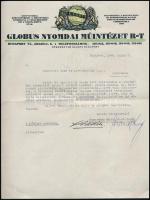 1946 Bp., Globus Nyomdai Műintézet fejléces levélpapírjára írt levél
