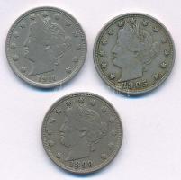 Amerikai Egyesült Államok 1899-1911. 5c Cu-Ni (3xklf) T:2-,3
USA 1899-1911. 5 Cents Cu-Ni (3xdiff) ...