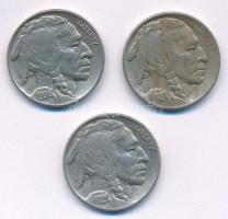 Amerikai Egyesült Államok 1913-1936. 5c Cu-Ni "Buffalo" (3xklf) T:2-,3
USA 1913-1936. 5 C...