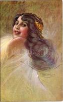 1921 Italian lady art postcard. B.K.W.I. 702-3. s: Guerzoni