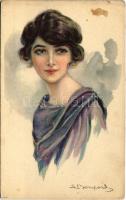 Italian lady art postcard. 439-6. s: Bompard (fl)