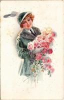 1917 Lady art postcard. ERKAL Künstler-Serie 309/1. s: Usabal (EK)